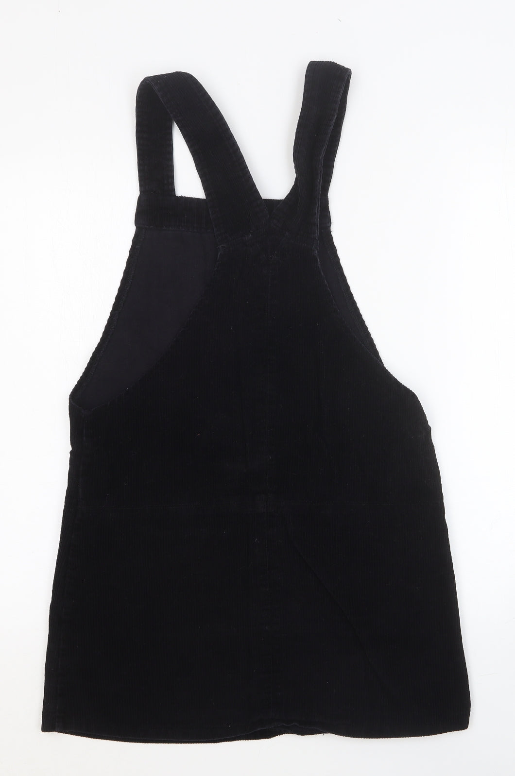 New Look Womens Black Cotton Pinafore/Dungaree Dress Size 8 Square Neck Pullover