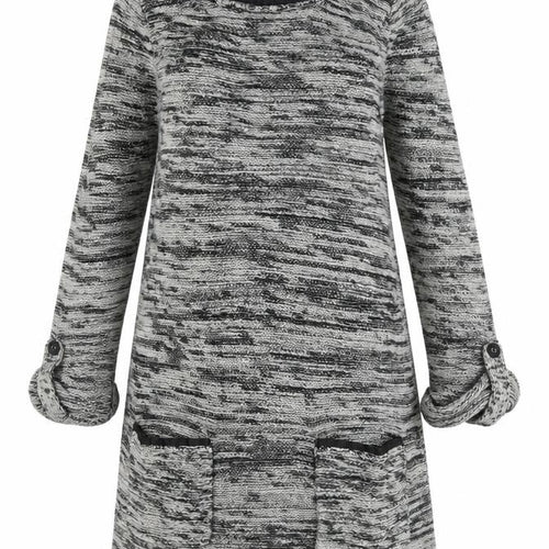 F&F Womens Grey Cotton Jumper Dress Size 6 Scoop Neck Pullover