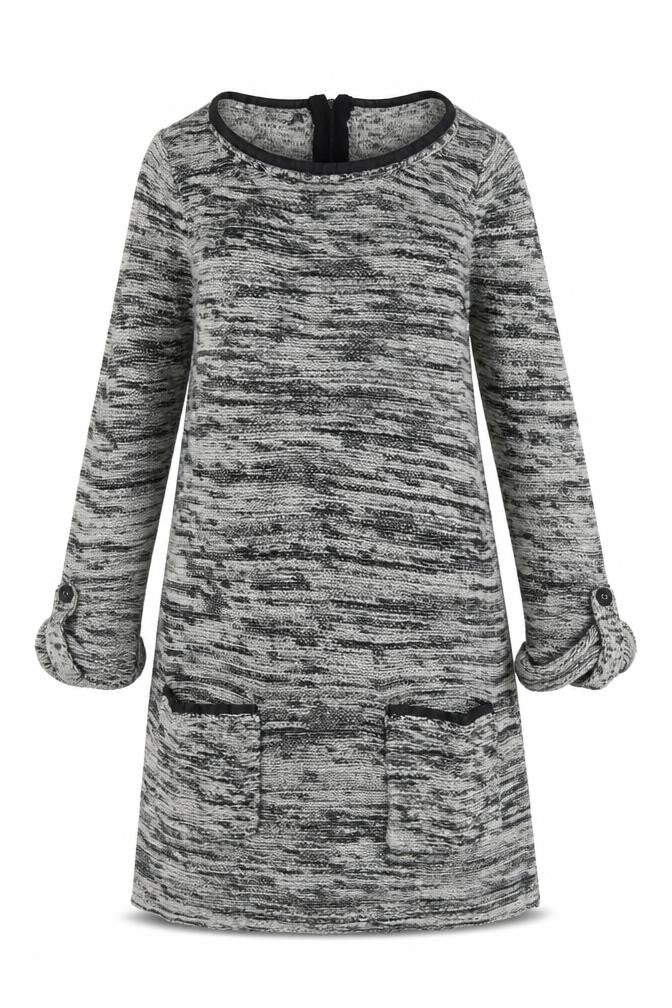F&F Womens Grey Cotton Jumper Dress Size 6 Scoop Neck Pullover