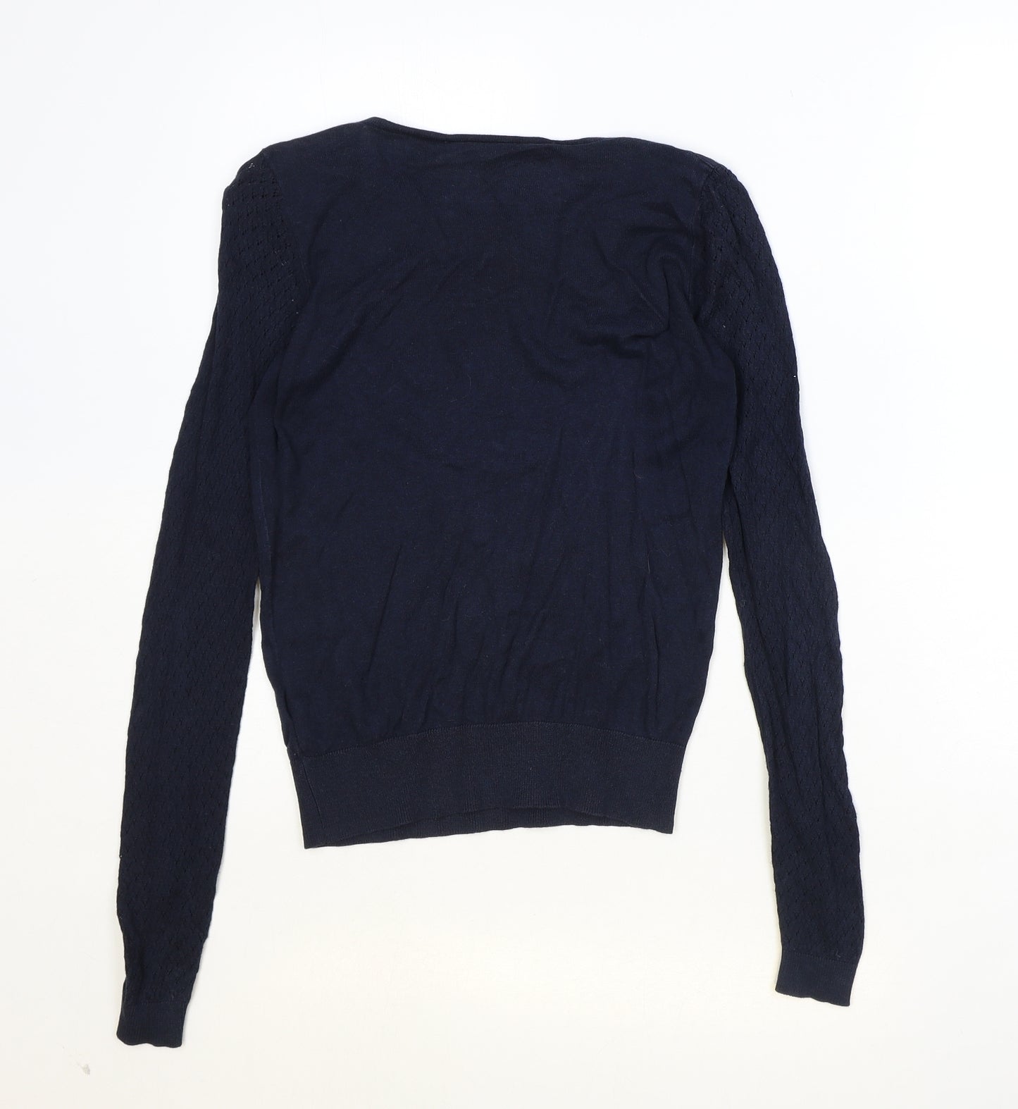 Warehouse Womens Blue Boat Neck Cotton Pullover Jumper Size 8 Pullover
