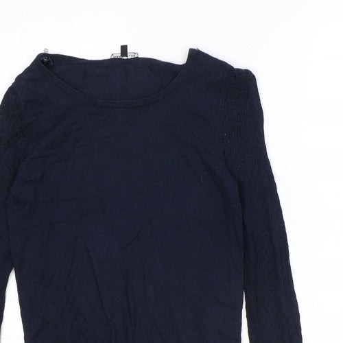 Warehouse Womens Blue Boat Neck Cotton Pullover Jumper Size 8 Pullover