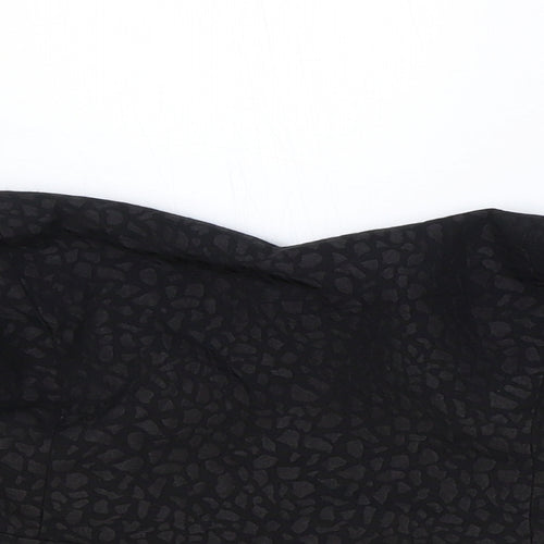 New Look Womens Black Geometric Polyester Cropped Blouse Size 14 Sweetheart