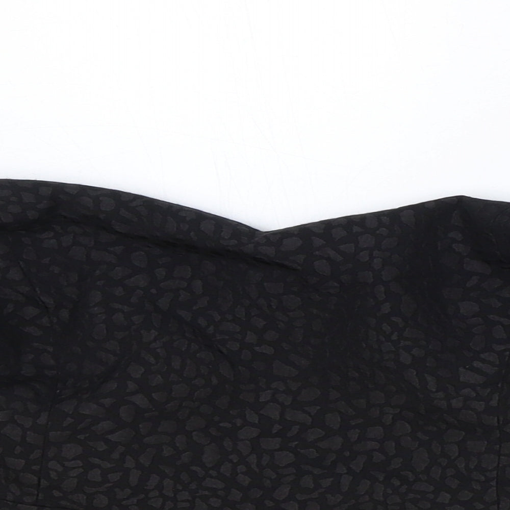 New Look Womens Black Geometric Polyester Cropped Blouse Size 14 Sweetheart