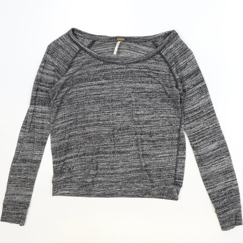 Poof Womens Grey Boat Neck Polyester Pullover Jumper Size M Pullover