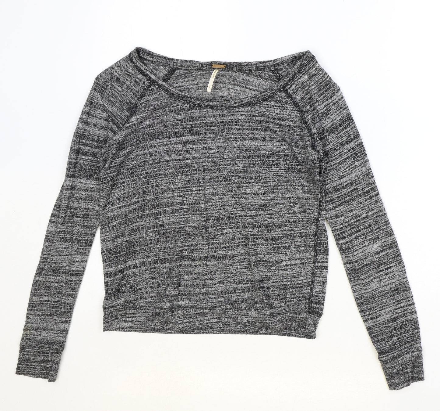Poof Womens Grey Boat Neck Polyester Pullover Jumper Size M Pullover