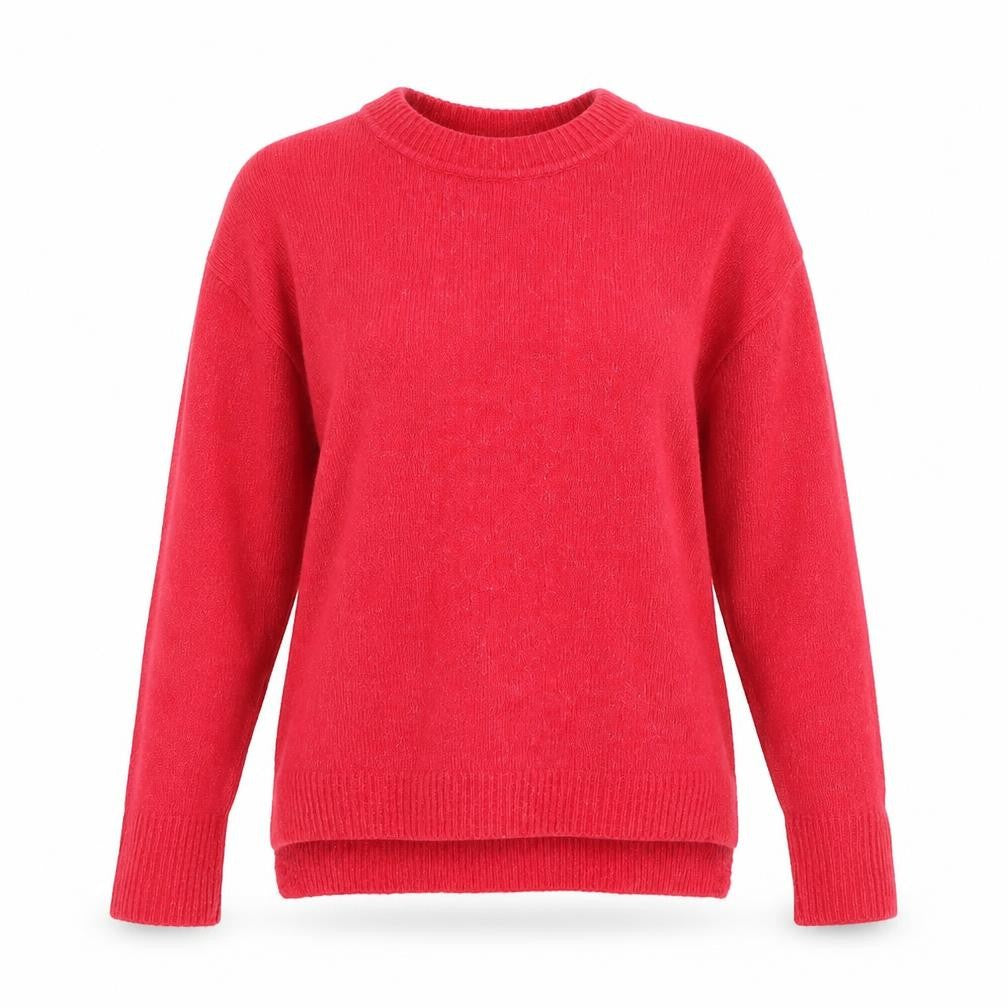 Front view of Dorothy Perkins women’s pink round neck acrylic jumper, size UK 8