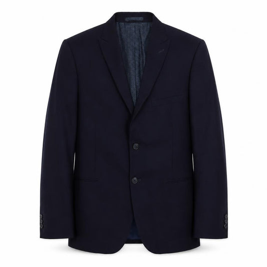 Front view of Marks & Spencer men’s blue wool jacket suit jacket, size 42, regular