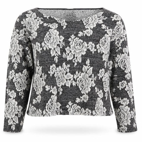 Pins & Needles Womens Grey Boat Neck Floral Nylon Pullover Jumper Size S
