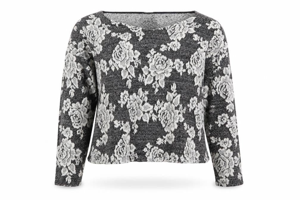 Pins & Needles Womens Grey Boat Neck Floral Nylon Pullover Jumper Size S