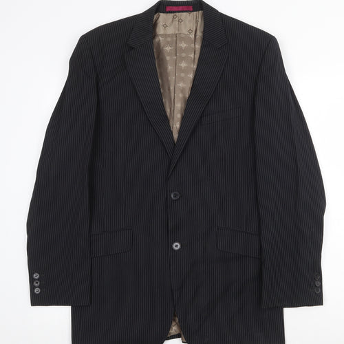 Limehaus Mens Black Striped Polyester Jacket Suit Jacket Size 38 Regular