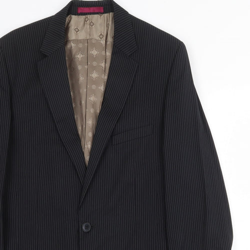 Limehaus Mens Black Striped Polyester Jacket Suit Jacket Size 38 Regular