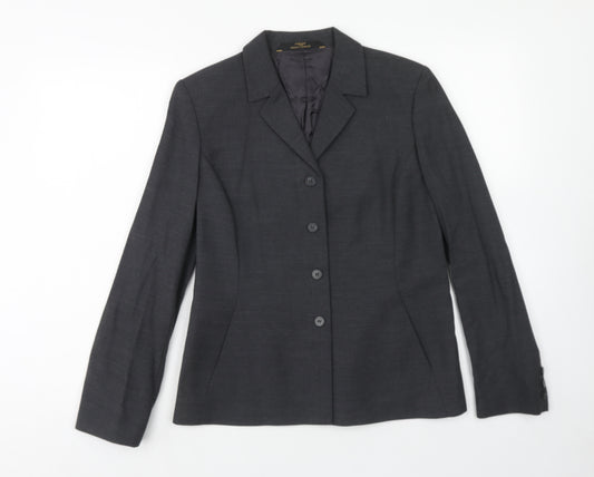 Marks and Spencer Womens Grey Polyester Jacket Blazer Size 12 Button