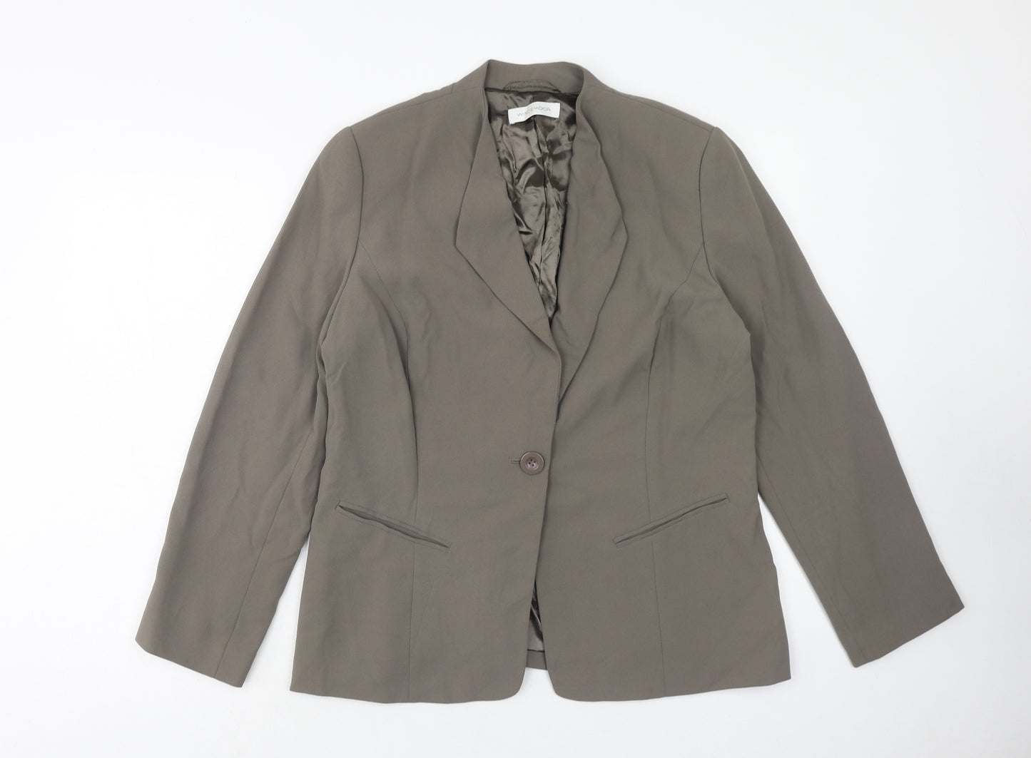 Windsmoor Womens Green Polyester Jacket Suit Jacket Size 12 Button