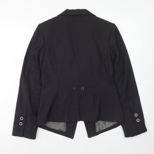 NEXT Womens Grey Pinstripe Polyester Jacket Suit Jacket Size 10 Button