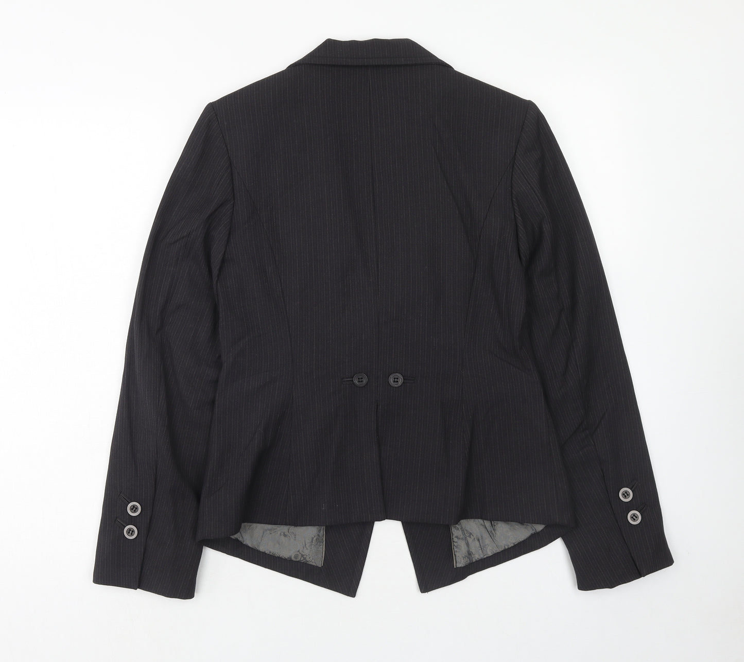 NEXT Womens Grey Pinstripe Polyester Jacket Suit Jacket Size 10 Button