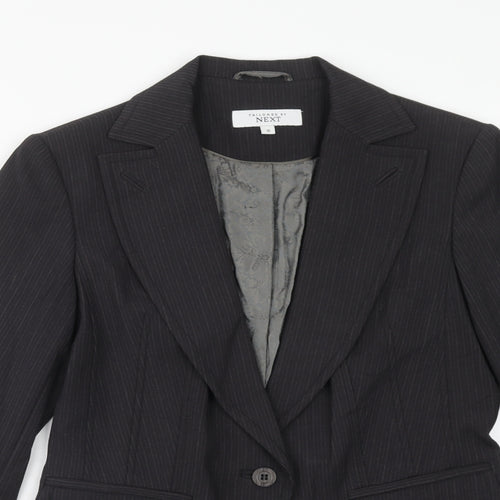 NEXT Womens Grey Pinstripe Polyester Jacket Suit Jacket Size 10 Button