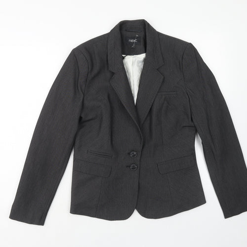 NEXT Womens Grey Polyester Jacket Blazer Size 14 Button