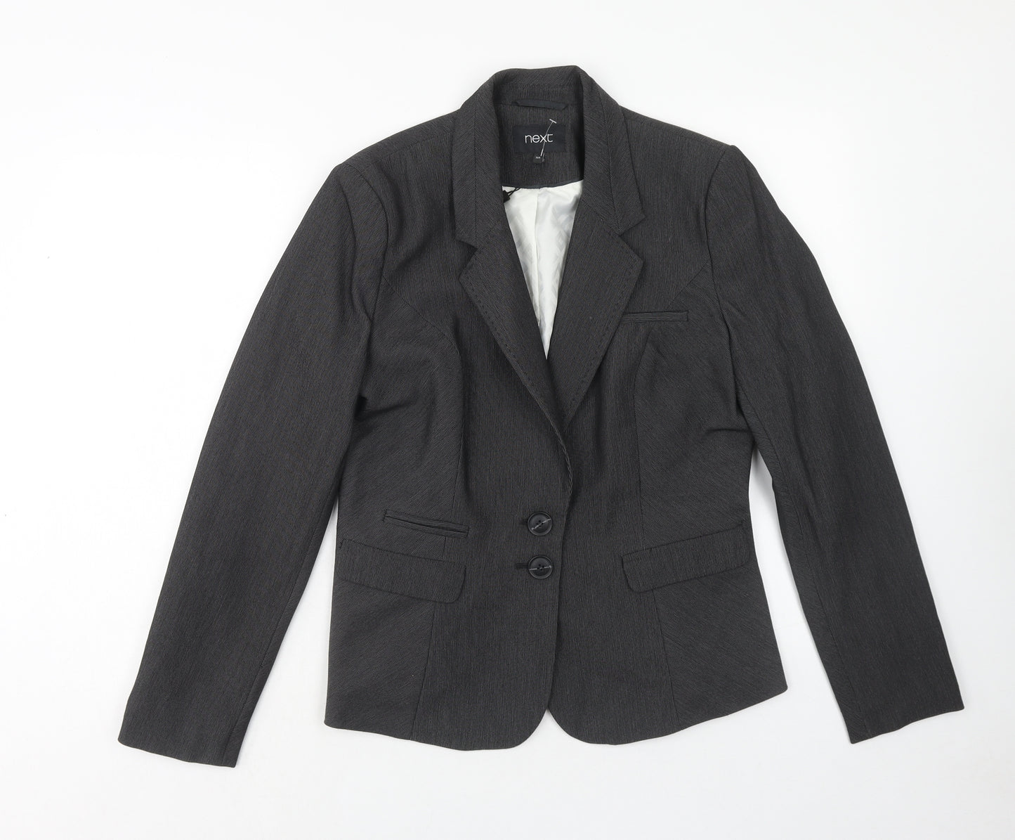 NEXT Womens Grey Polyester Jacket Blazer Size 14 Button