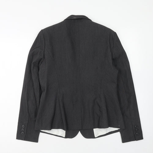 NEXT Womens Grey Polyester Jacket Blazer Size 14 Button