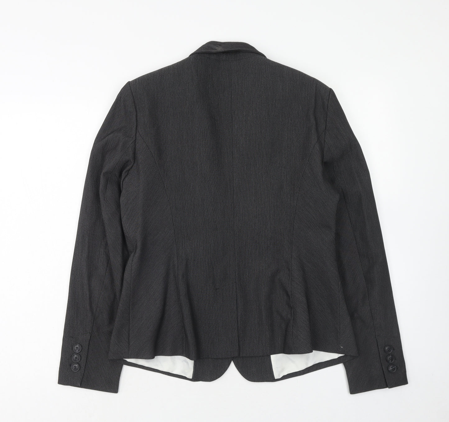 NEXT Womens Grey Polyester Jacket Blazer Size 14 Button