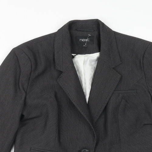 NEXT Womens Grey Polyester Jacket Blazer Size 14 Button