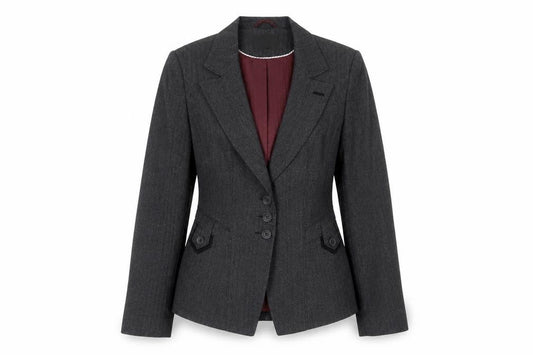 Front view of Next women’s grey polyester jacket blazer, size UK 10, button
