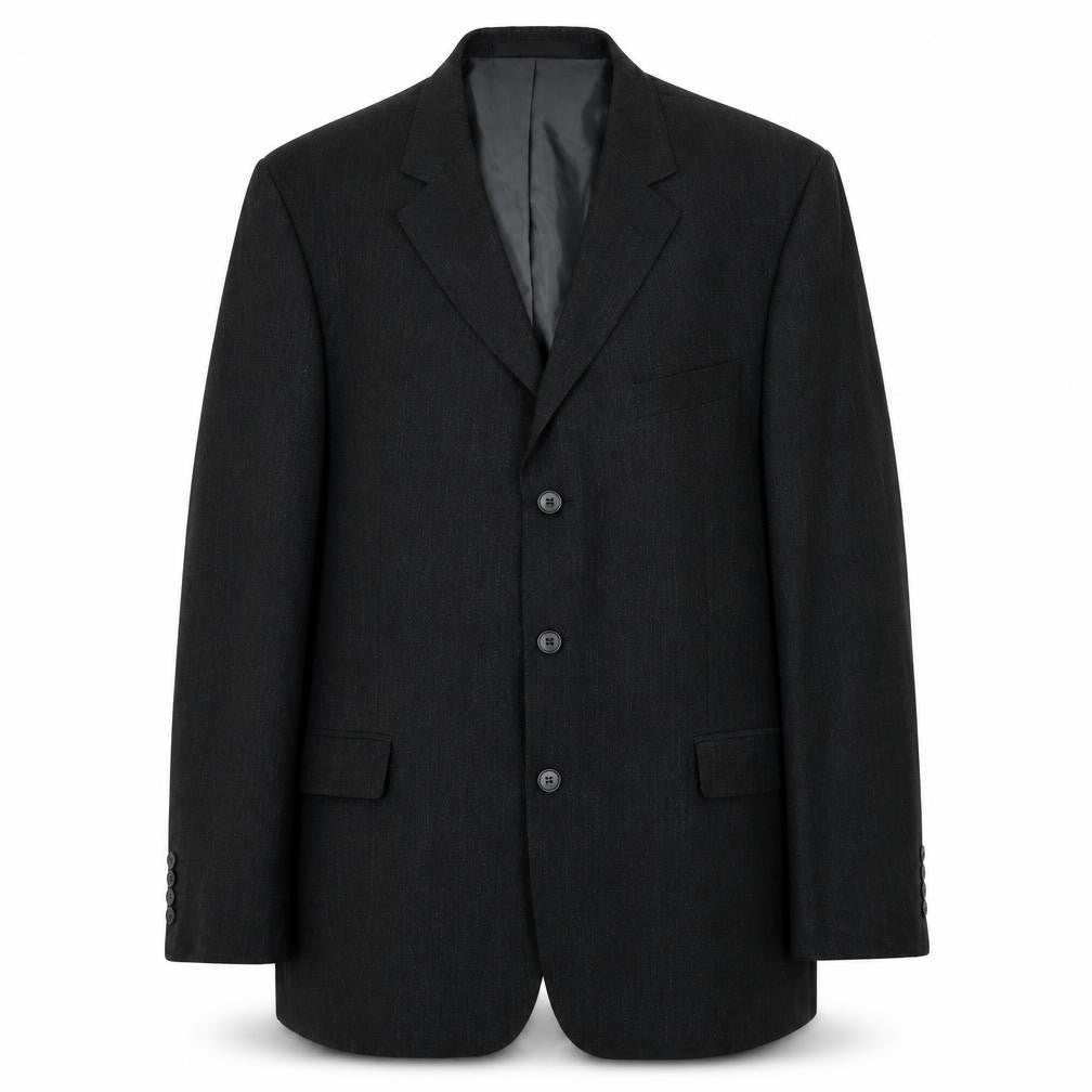 Front view of Marks & Spencer men’s grey polyester jacket suit jacket, size 42, regular