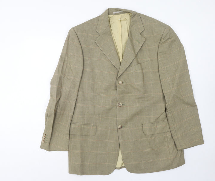 Douglas Mens Brown Check Wool Jacket Blazer Size 42 Regular