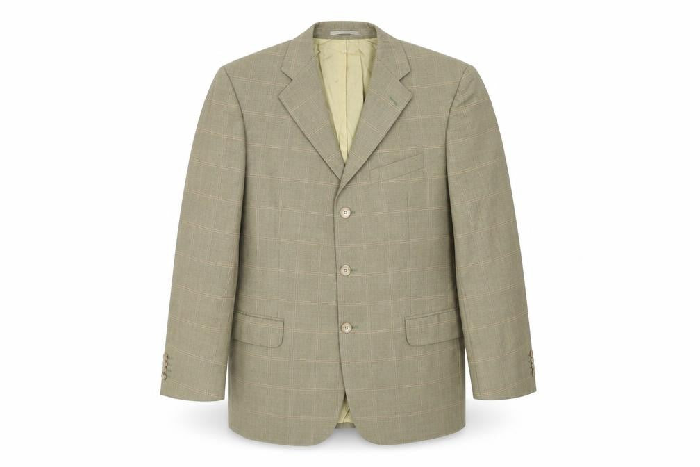 Front view of Douglas men’s brown check wool jacket blazer, size 42, regular