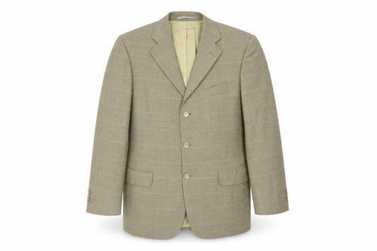 Front view of Douglas men’s brown check wool jacket blazer, size 42, regular