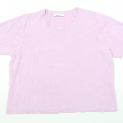 Marks and Spencer Womens Purple Round Neck Acrylic Pullover Jumper Size 18 Pullover