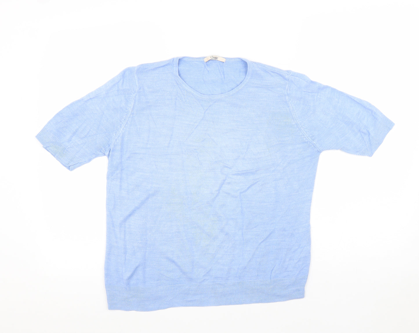 Marks and Spencer Womens Blue Round Neck Acrylic Pullover Jumper Size 14 Pullover