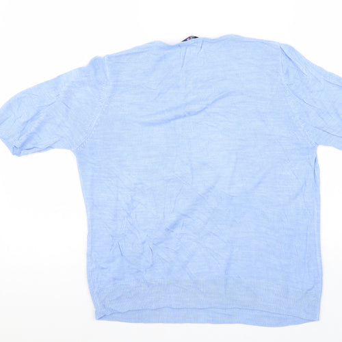 Marks and Spencer Womens Blue Round Neck Acrylic Pullover Jumper Size 14 Pullover