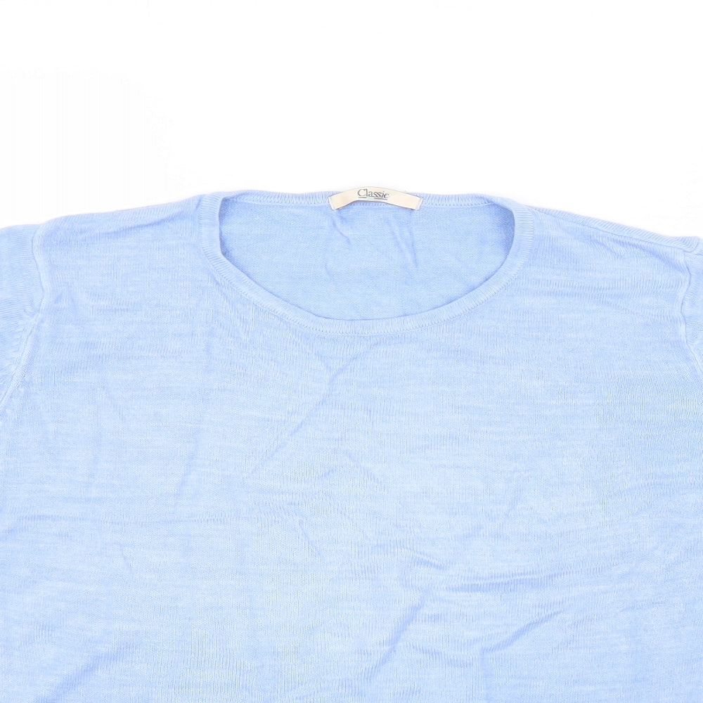 Marks and Spencer Womens Blue Round Neck Acrylic Pullover Jumper Size 14 Pullover