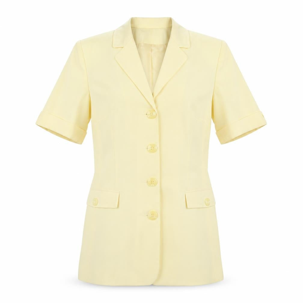 Front view of New Look women’s yellow polyester jacket blazer, size UK 10