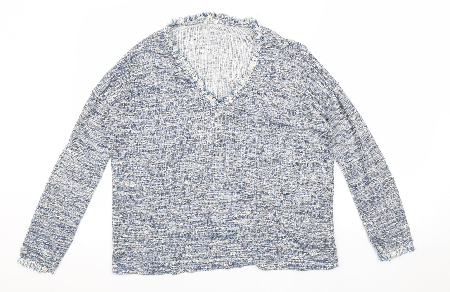 River Island Womens Grey V-Neck Viscose Pullover Jumper Size 10 Pullover
