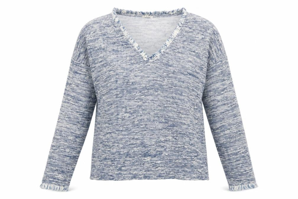Front view of River Island women’s grey v-neck viscose jumper, size UK 10, pullover