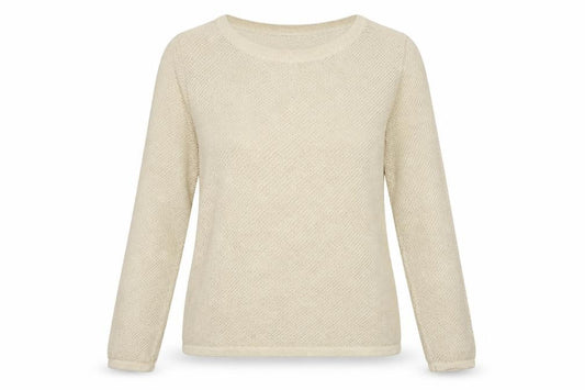Front view of Next women’s gold crew neck cotton jumper, size UK 14, zip