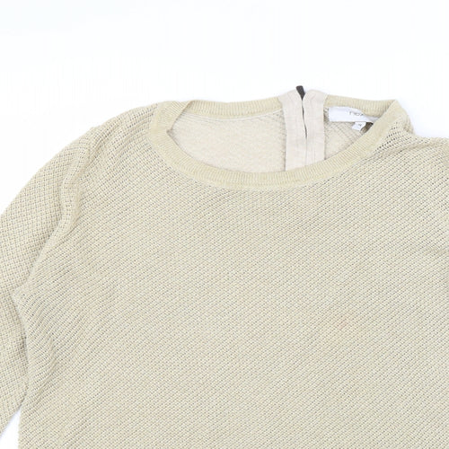 NEXT Womens Gold Crew Neck Cotton Pullover Jumper Size 14 Zip