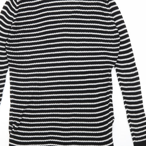 Mango Womens Blue Square Neck Polka Dot Acrylic Pullover Jumper Size M Pullover