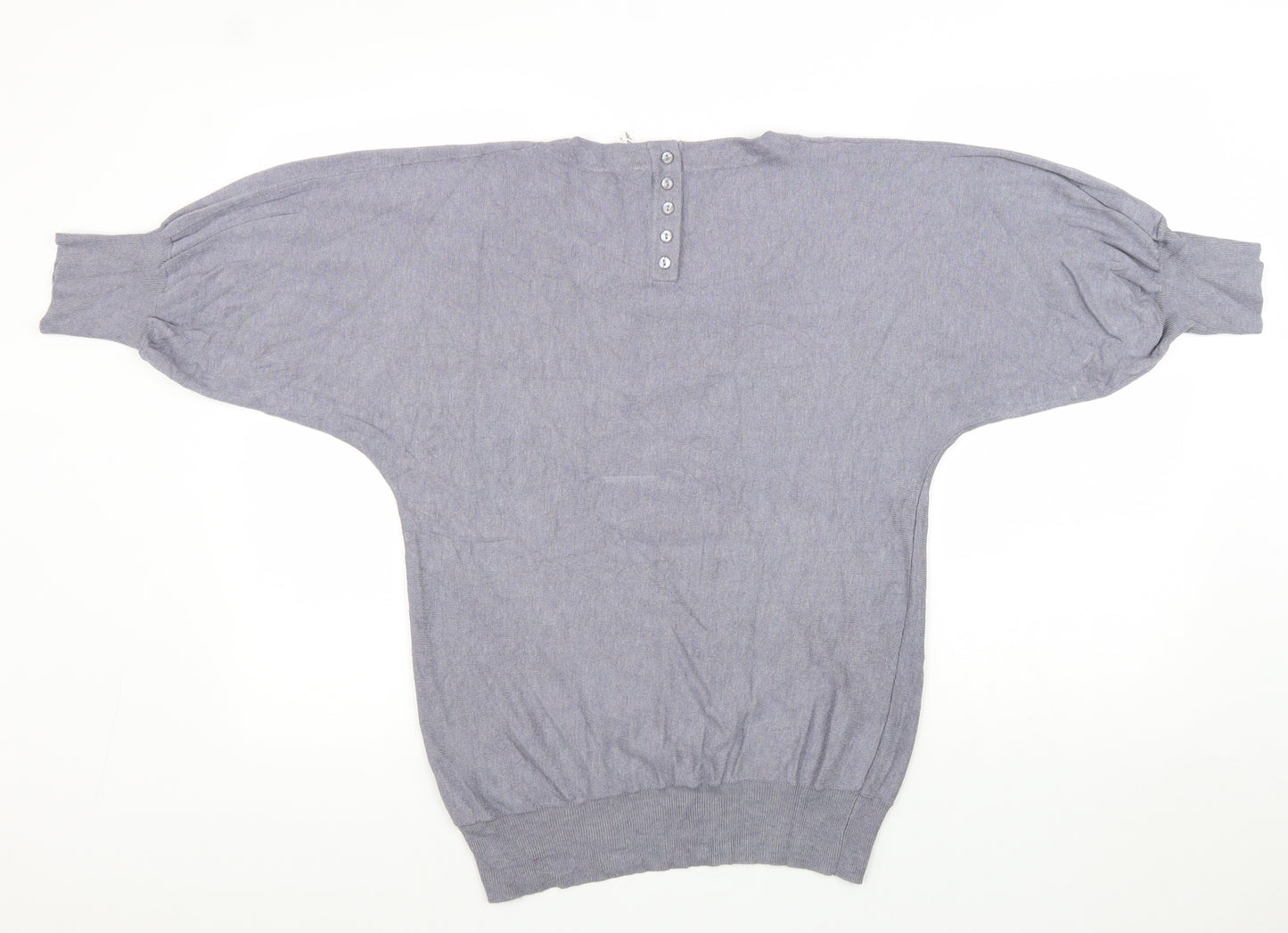 NEXT Womens Grey Scoop Neck Viscose Pullover Jumper Size 8 Button
