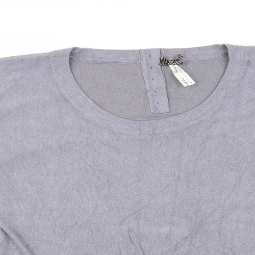 NEXT Womens Grey Scoop Neck Viscose Pullover Jumper Size 8 Button