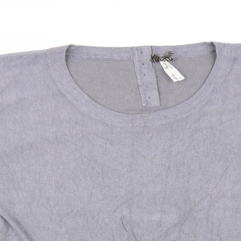 NEXT Womens Grey Scoop Neck Viscose Pullover Jumper Size 8 Button