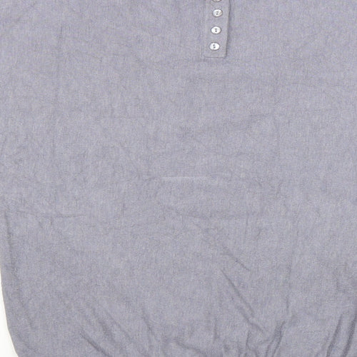 NEXT Womens Grey Scoop Neck Viscose Pullover Jumper Size 8 Button