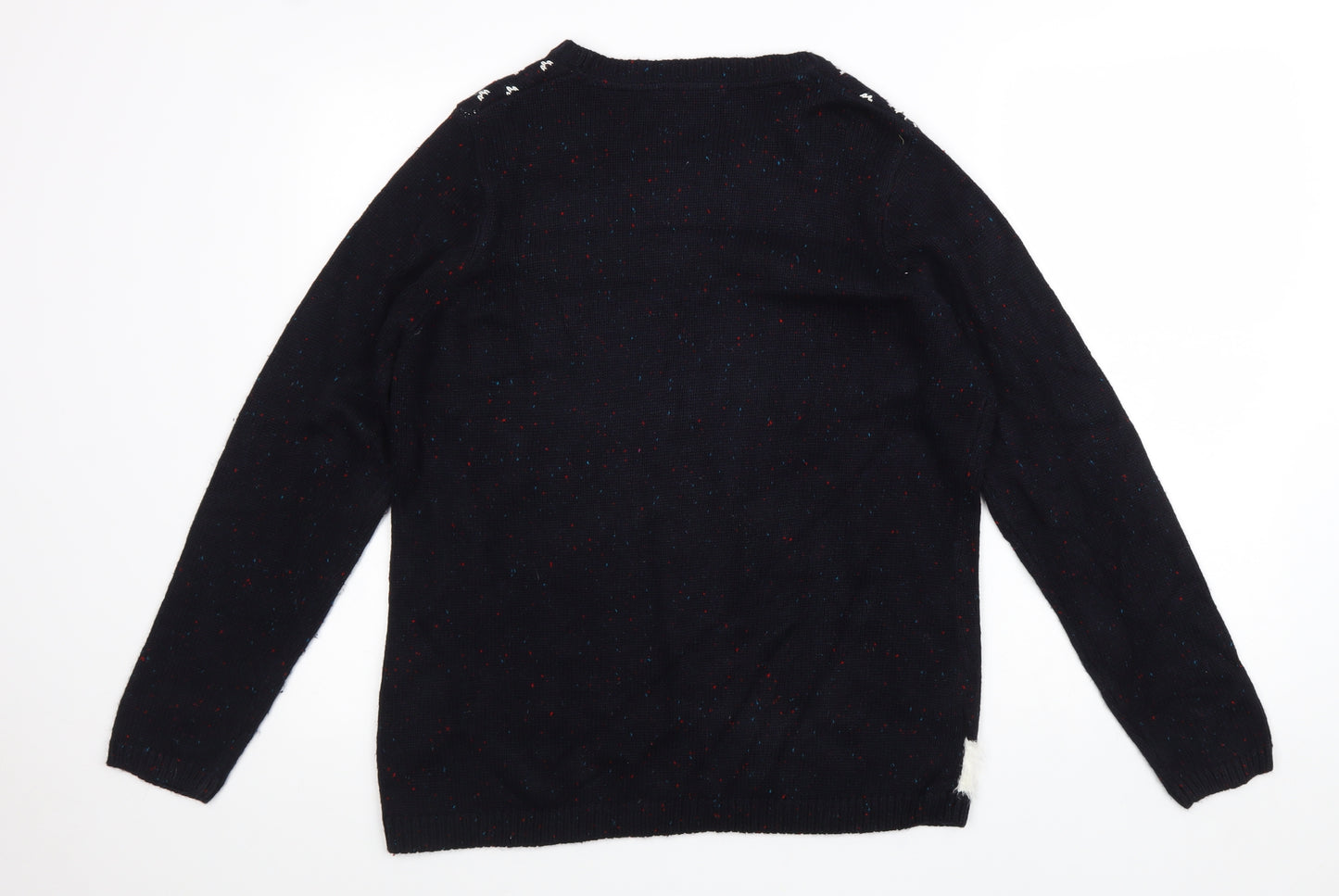 Marks and Spencer Womens Blue Crew Neck Acrylic Pullover Jumper Size L