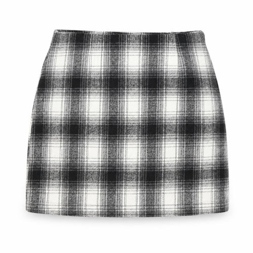 FOREVER 21 Womens Black Plaid Polyester Straight & Pencil Skirt Size S Zip
