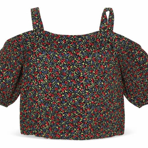 Pins & Needles Womens Black Floral Viscose Basic Blouse Size XS Off the Shoulder