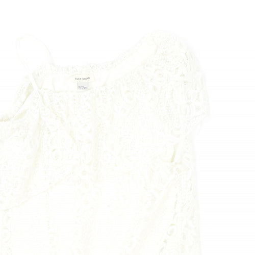 River Island Girls Ivory Polyester Basic Blouse Size 11-12 Years Off the Shoulder Pullover