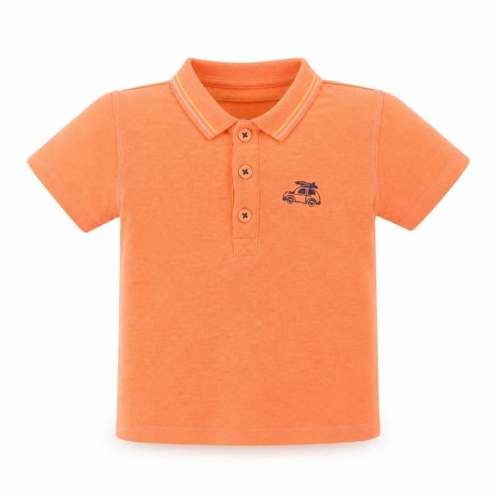 Tu Boys Orange Polyester Basic Polo Size 18-24 Months Collared Button - Car