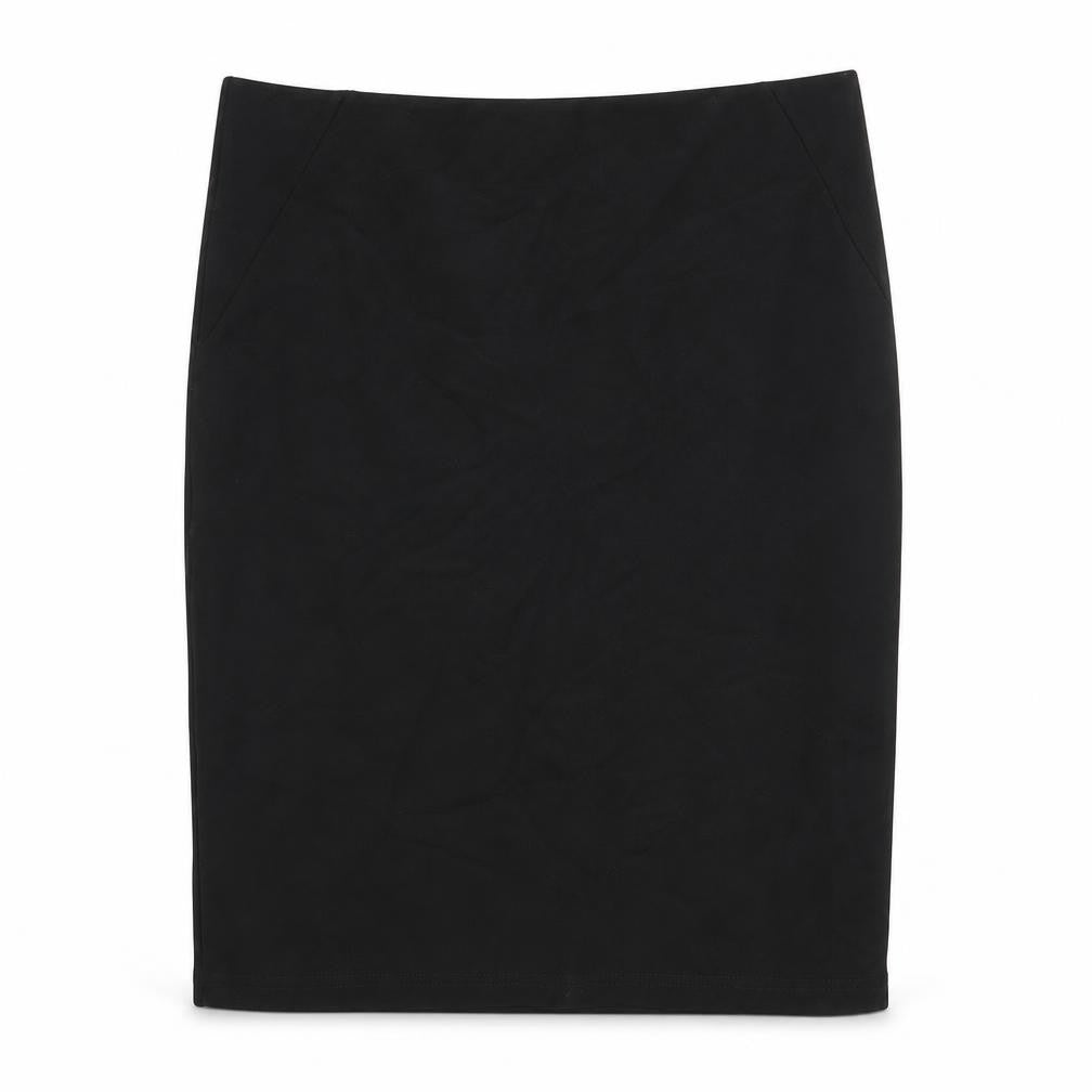 Front view of Franesa women’s black polyester straight & pencil skirt, size M